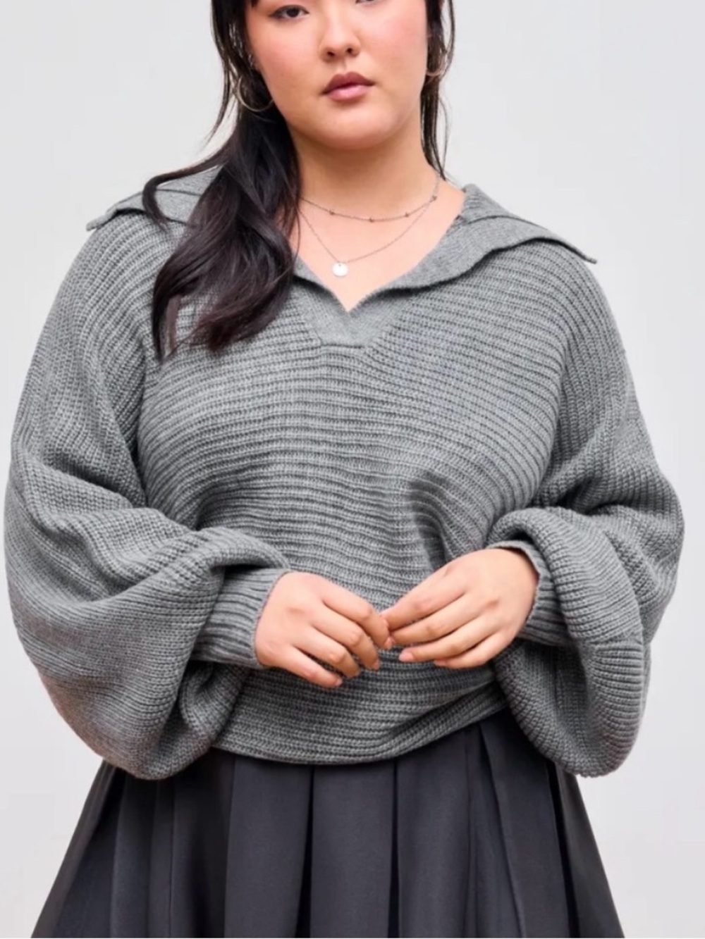 Cider Gray Collared Sweater Size 3XL